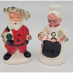 Vintage Spaghetti Santa And Mrs. Claus Salt & Pepper Shakers Japan 1950s